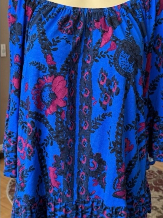 The Unbranded Brand Tops - Summer Top Blue Floral Off-Shoulder Sz 2x Like Brand New Super Soft Final Sale